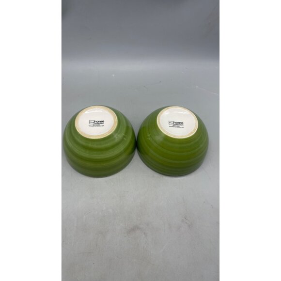 JCPenney Green & White Porcelain Bowls Set Of 2 By Home Collection 6x3.5" READ - Picture 5 of 7